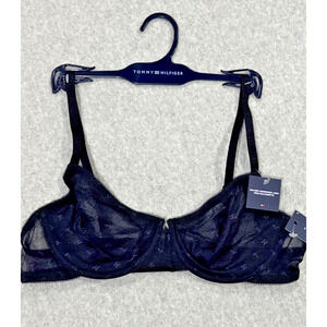 Tommy Hilfiger Bra 34B Black Unlined Underwire Mesh Balconette